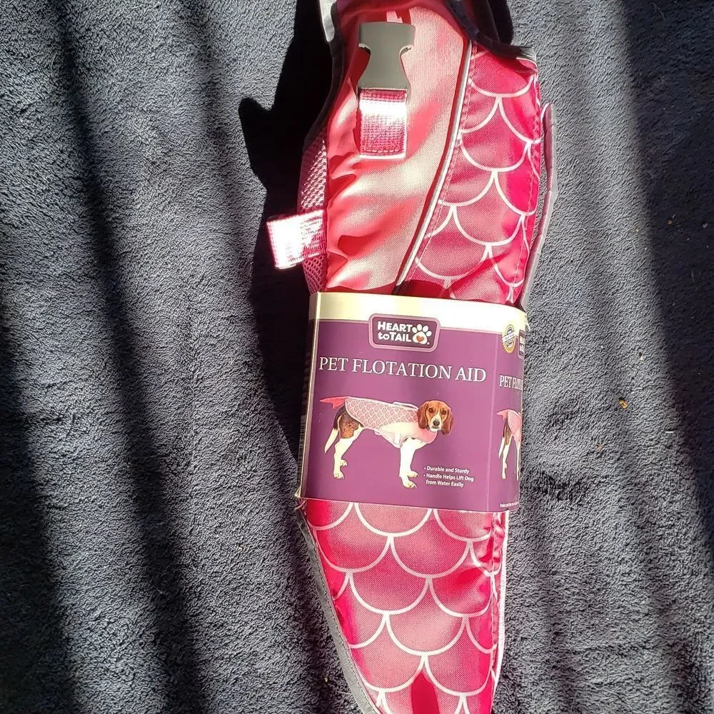 Heart to Tail Pet Flotation Aid Dog Small Pink Mermaid‎ Scale Life Jacket New